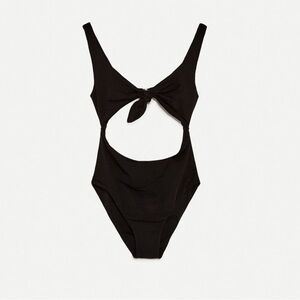 Zara Cut Out Front Tie One Piece Swimsuit L
